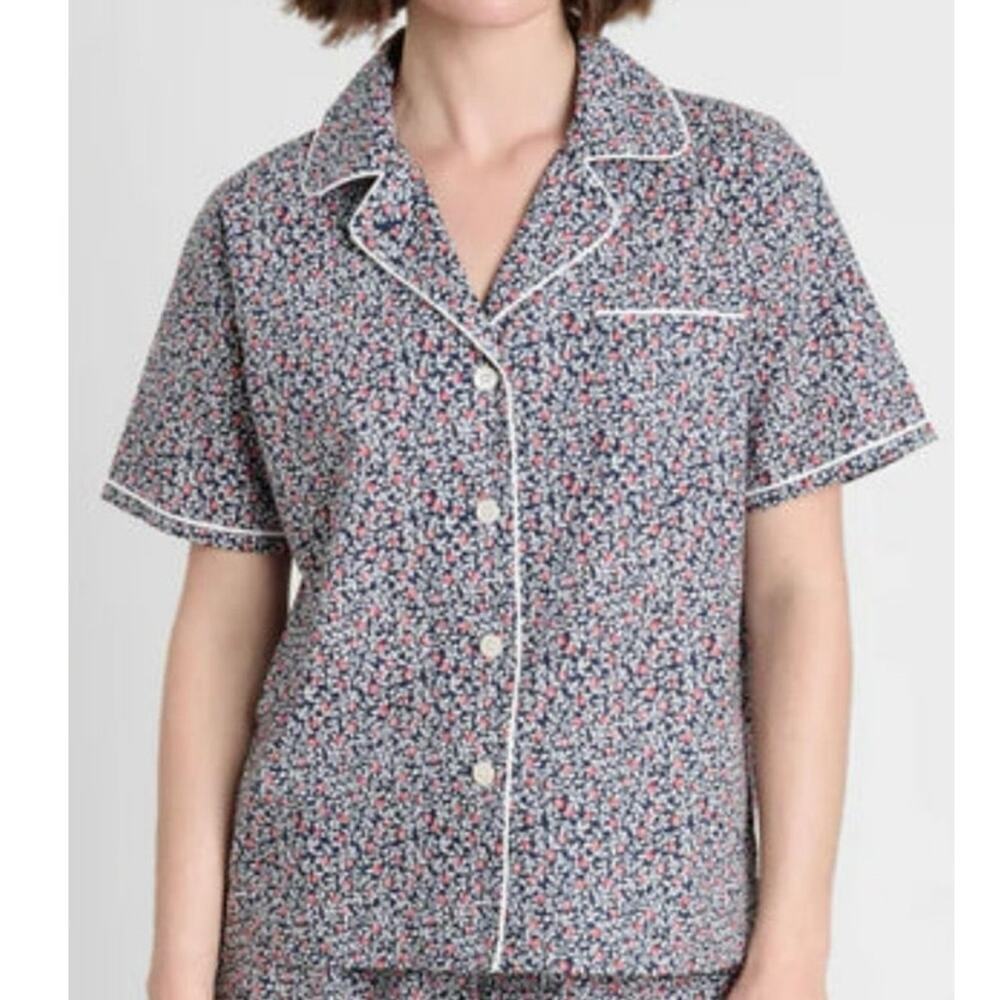 SLEEPY JONES Corita Navy Roses Pajama Top Shirt Floral - Sz Medium